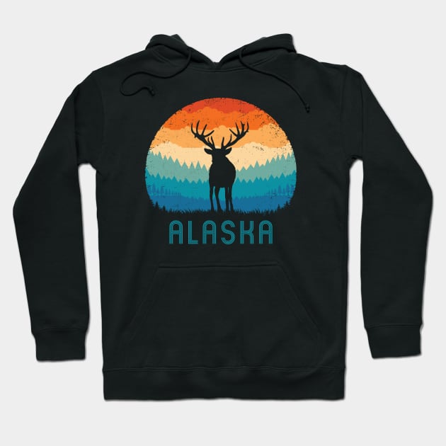 Alaska Retro Deer Hoodie by TigerTom